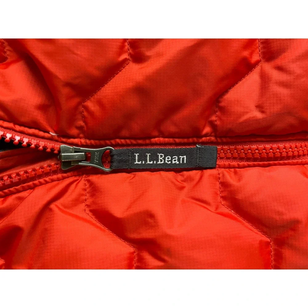 LL Bean Kids Red Puffer Vest Sherpa Lined Quilted Full Zip Size L 14-16